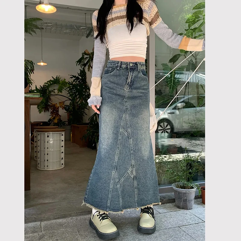 Zoki Vintage Blue Midi Denim Skirt Women Y2K Summer Korean All Match Casual A Line Skirt High Waist Loose Irregular Jeans Skirts
Zoki Vintage Blue Midi Denim Skirt Women Y2K Summer Korean All Match Casual A Line Skirt High Waist Loose Irregular Jeans Skirts