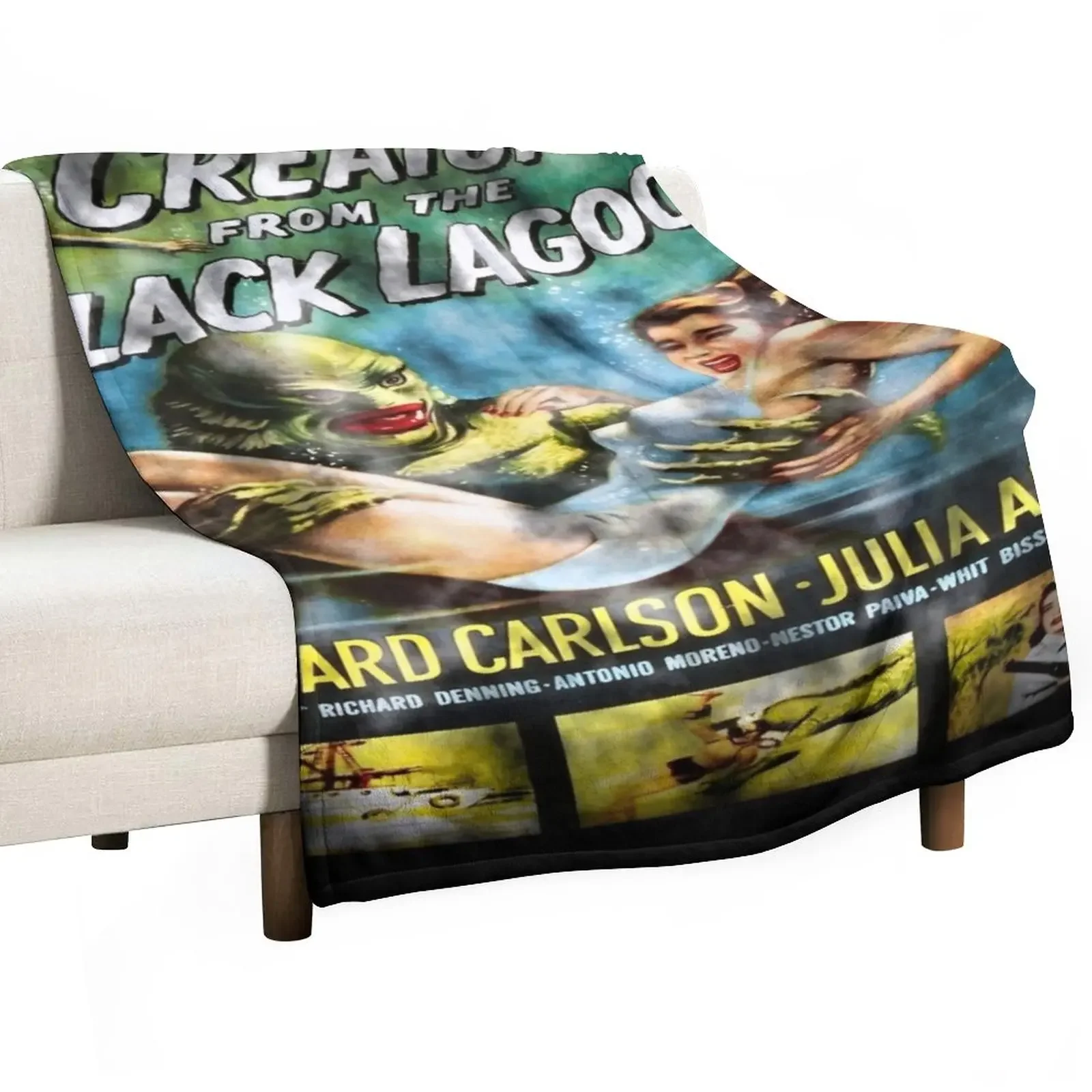 

Creature From The Black Lagoon - Dark Version. Throw Blanket Plaid Polar Blankets