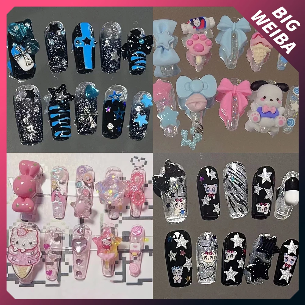 Kawaii Hello Kitty Stars Nails Mymelody Kuromi Cinnamoroll Nail Long Coffin Cute 3D High-End Nail Tips Girls Gift Accessories
Kawaii Hello Kitty Stars Nails Mymelody Kuromi Cinnamoroll Nail Long Coffin Cute 3D High-End Nail Tips Girls Gift Accessories
