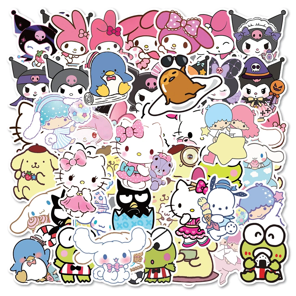 

10/30/50pcs Kawaii Sanrio Pachacco Hello Kitty My Melody Stickers Decal DIY Phone Planner Bike Waterproof Cute Sticker Kids Gift