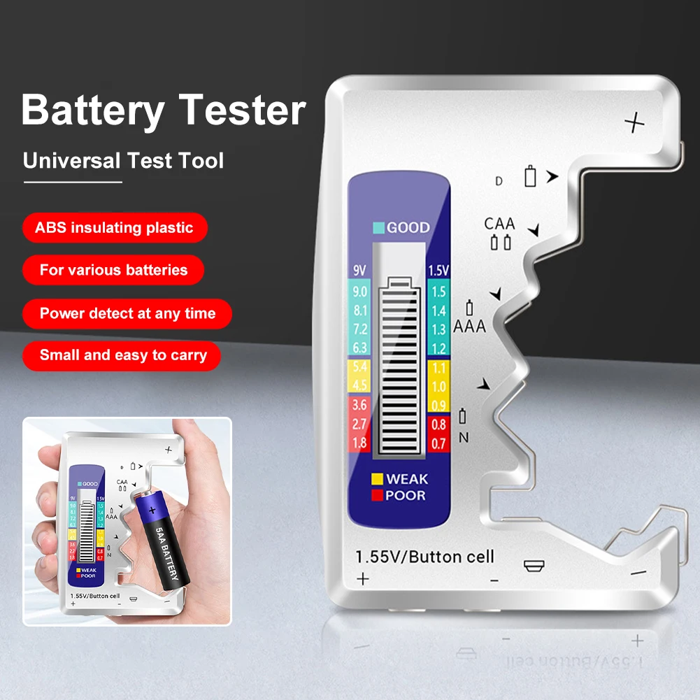 Mini Battery Tester 9V AA AAA N D C Button Cell Universal Household LCD Digital Display Battery Tester Power Bank Detector Tool
Mini Battery Tester 9V AA AAA N D C Button Cell Universal Household LCD Digital Display Battery Tester Power Bank Detector Tool
