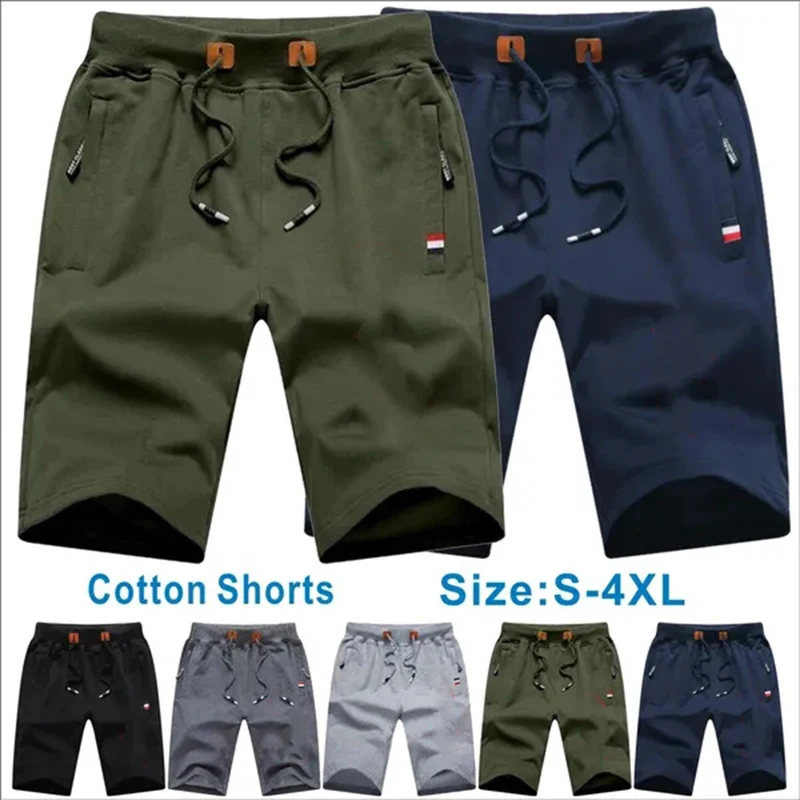 

Fashionable men's solid color shorts casual jogging pants men's sports bottoms zippered pocket shorts S-4XL