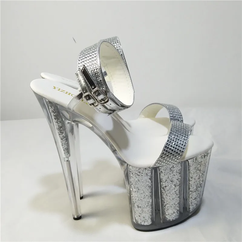 

8 inch high heels silver bling bride wedding shoes platform crystal shoes 20cm Platform sexy shoes Exotic Dancer shoes