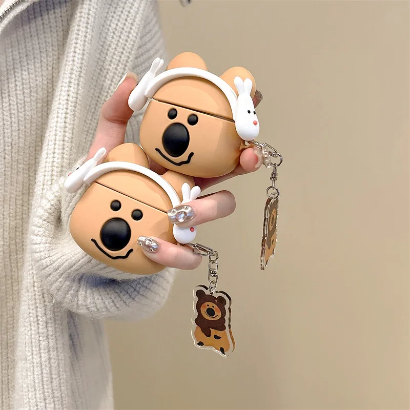 

Creative Cartoon 3D Bear Case for AirPods Pro2 Airpod Pro 1 2 3 Bluetooth Earbuds Charging Box Protective Earphone Case Cover