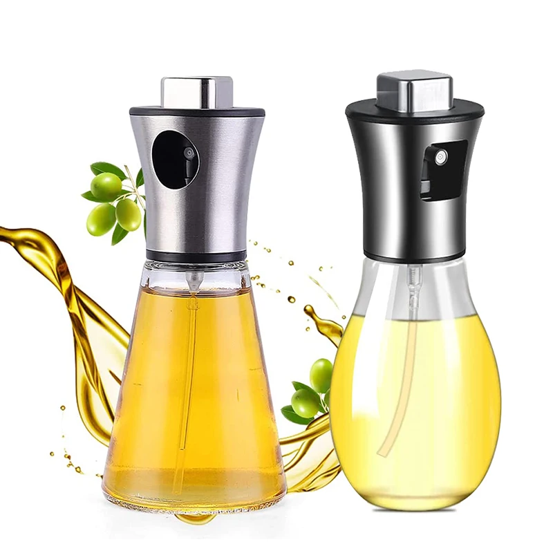 

200ml Olive Oil Dispenser Cooking Spray for BBQ Oil Sprayer Mister Curved Glass Bottle Kitchen Gadgets Accessories for Air Fryer