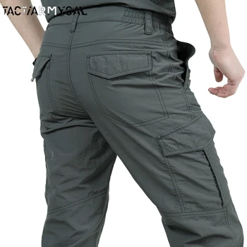 Shorts Cargo Camuflados Masculinos de Multibolsos para o Verão: Elegância e Praticidade 7 Summer Men Pants Lightweight Cargo Pants Waterproof Quick Dry Long Trousers Male Breathable Thin Casual Pants Pluse S-4Xl 2023