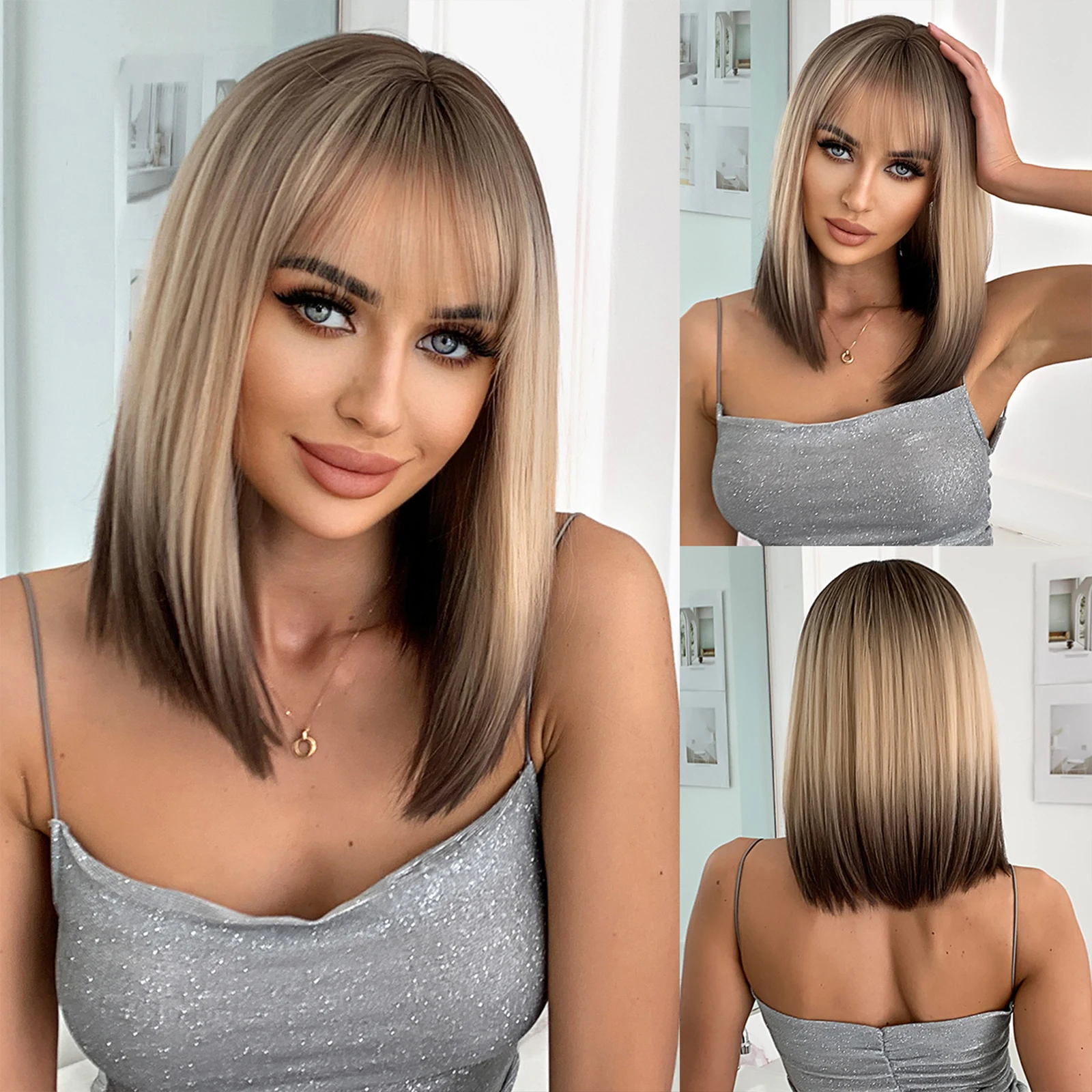 HENRY MARGU Short Straight Bob Synthetic Wigs for Black Women Blonde Brown Ombre Wigs with Bangs Cosplay Hair Heat Resistant
HENRY MARGU Short Straight Bob Synthetic Wigs for Black Women Blonde Brown Ombre Wigs with Bangs Cosplay Hair Heat Resistant