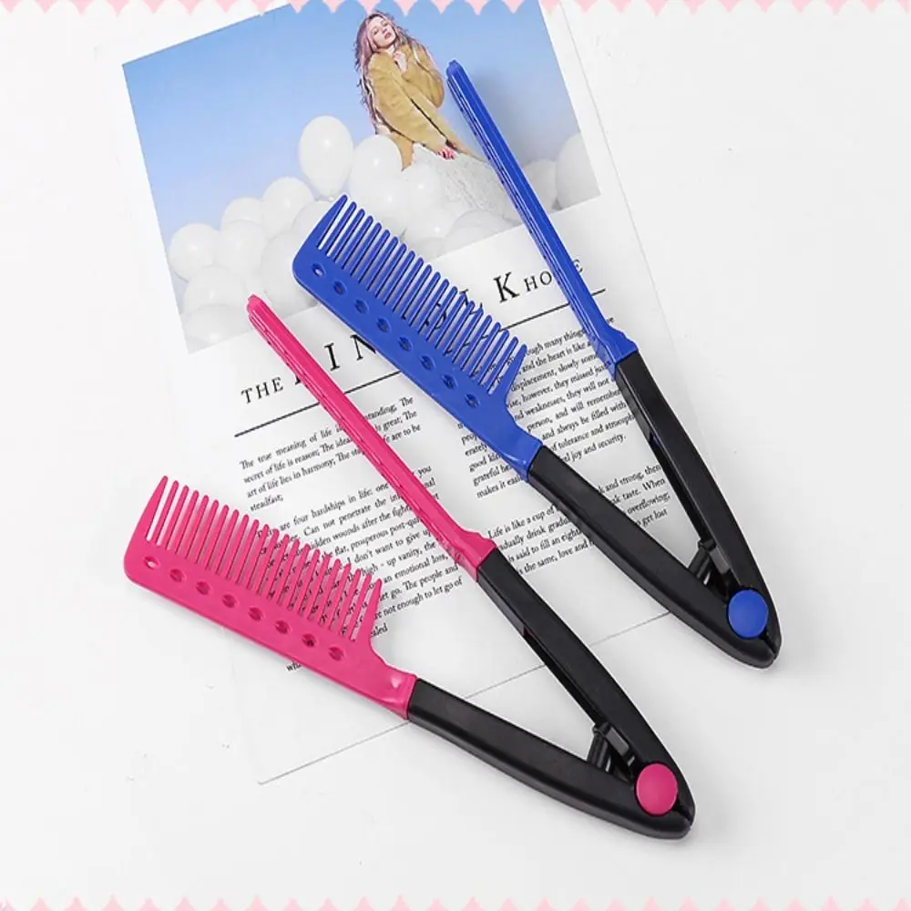 

1Pc V Type Washable Folding Hair Straightener Comb Hairdressing Brush Comb Hair Styling Clip Tool Barber Accessories Comb