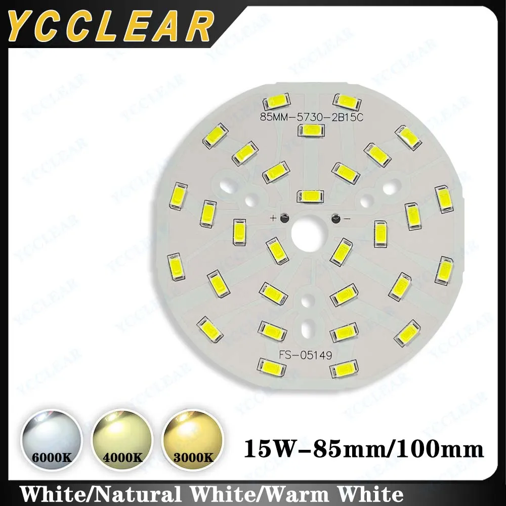 

LED Light Board 15Watt 45-48V Warm Natural White SMD 5730 85mm 100mm PCB Lamp Bead Plate+2Pin Line For DIY Spotlights Downlights