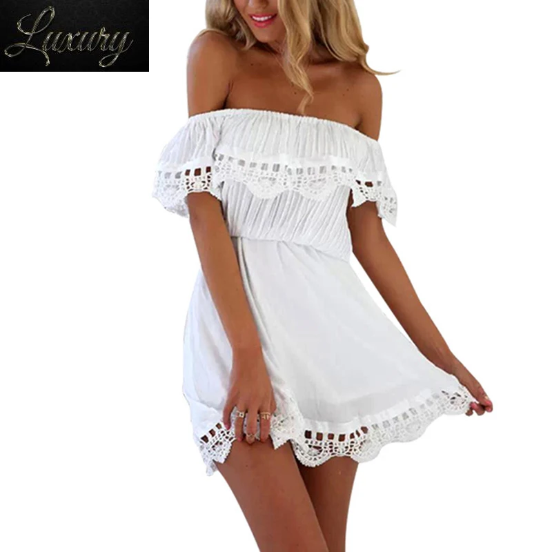 Fashion women Elegant Vintage sweet lace white Dress stylish sexy slash neck casual slim beach Summer Sundress dress
Fashion women Elegant Vintage sweet lace white Dress stylish sexy slash neck casual slim beach Summer Sundress dress