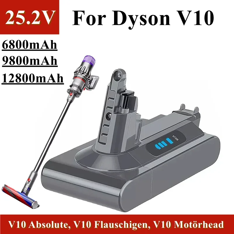 25.2V Dyson V10 vacuum hand-held cleaner battery replacement, 6800mAh~12800mAh, for Dyson V10 Absolute,V10 Flauschigen,etc
25.2V Dyson V10 vacuum hand-held cleaner battery replacement, 6800mAh~12800mAh, for Dyson V10 Absolute,V10 Flauschigen,etc