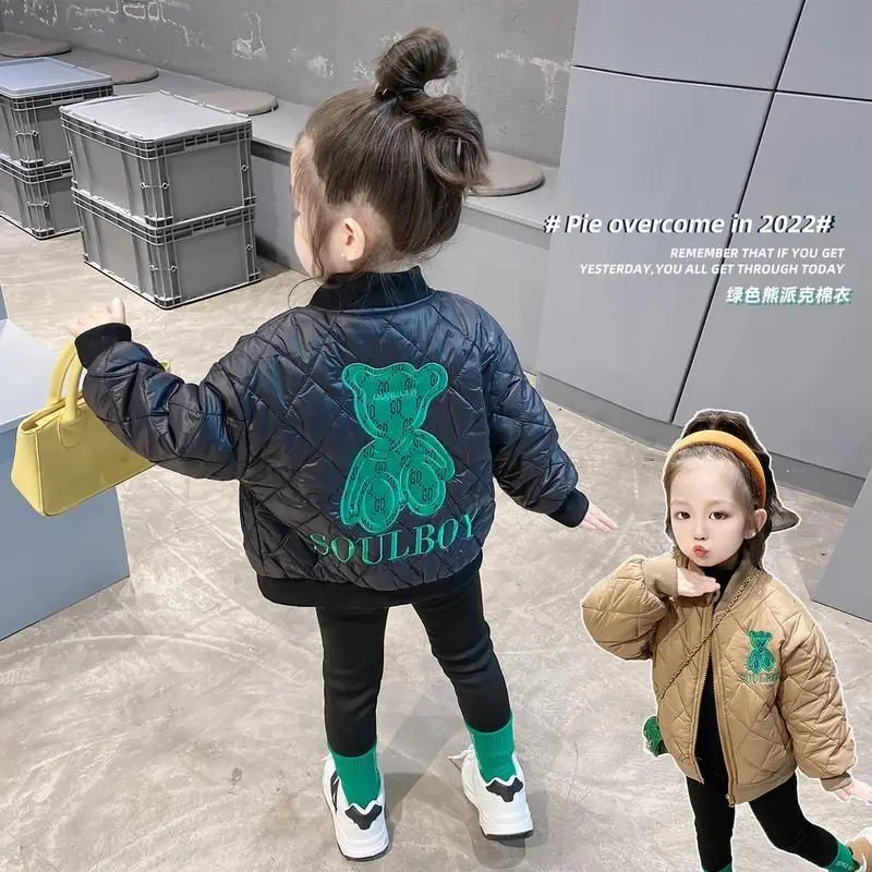 

Girls' Coat Thick Quilted 2022 New Children's Baseball Uniform Children's Fashionable Autumn and Winter Cotton-Padded Coat