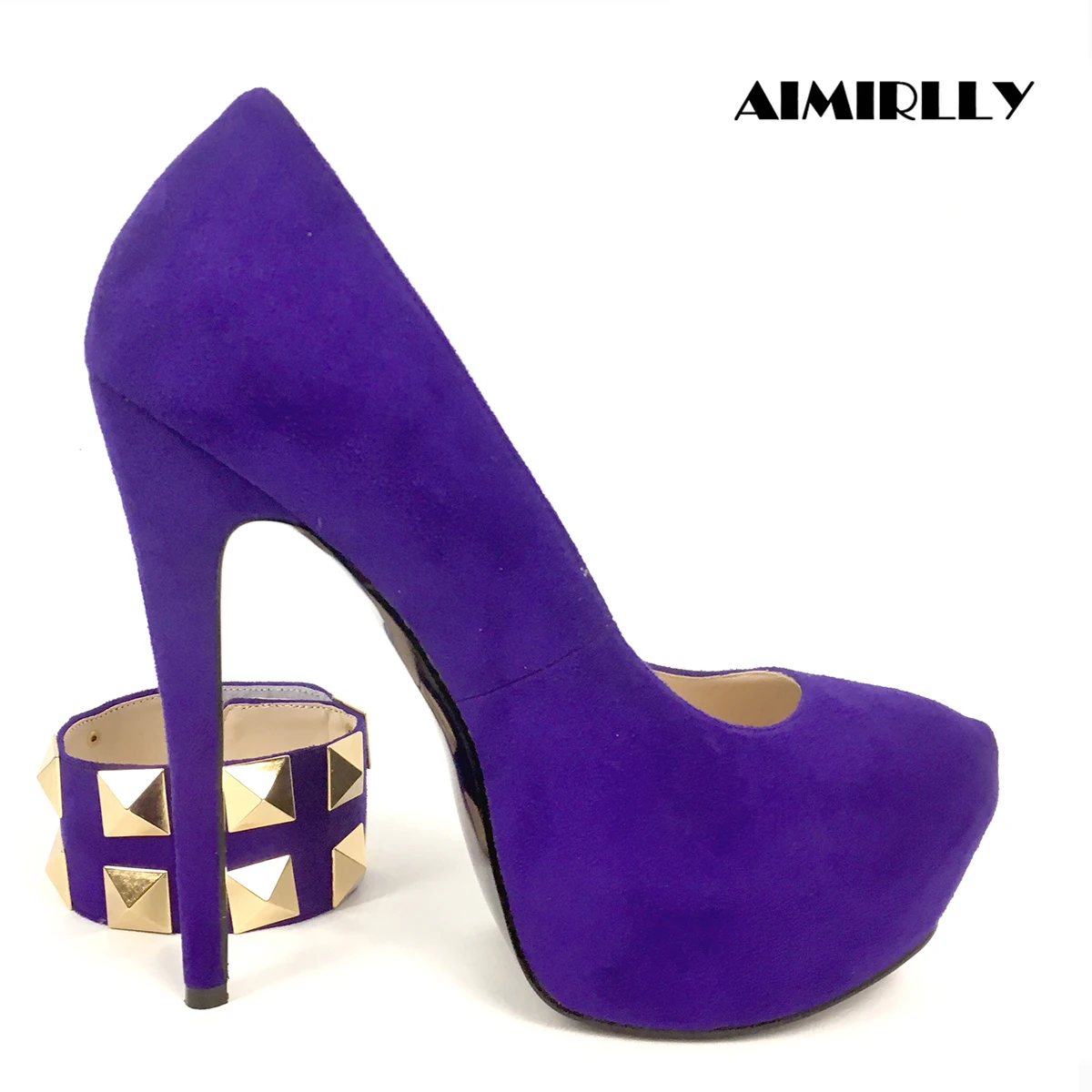 Elegant Women's High Heels Shoes Round Toe Platform Pumps Stilettos Female Shoe Purple Metal Rivets Ankle Circle Decoration
Elegant Women's High Heels Shoes Round Toe Platform Pumps Stilettos Female Shoe Purple Metal Rivets Ankle Circle Decoration