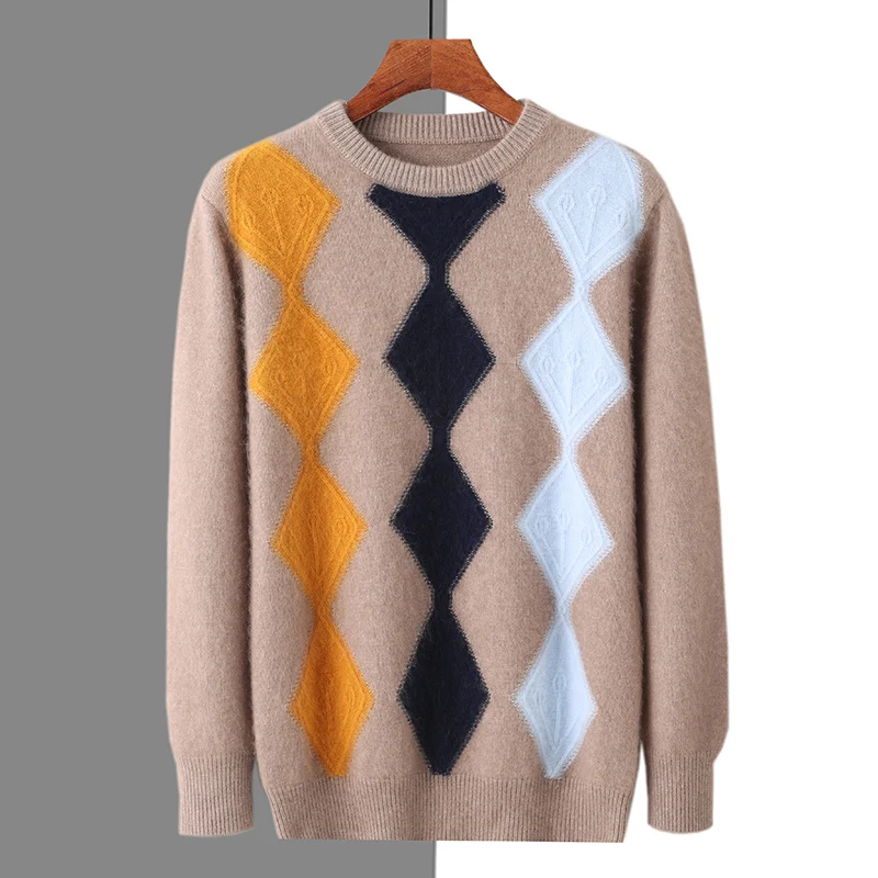 RONGYI 2023 Autumn Winter Men's100% Mink Cashmere Sweater Clothes Round Neck Diamond Contrast Thickened Pullover Jumper Top
RONGYI 2023 Autumn Winter Men's100% Mink Cashmere Sweater Clothes Round Neck Diamond Contrast Thickened Pullover Jumper Top