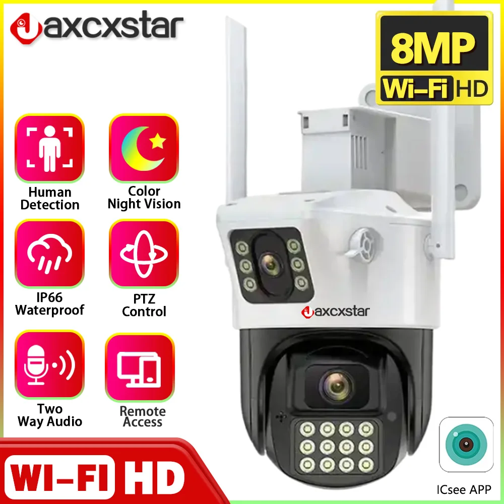 8MP PTZ WiFi 4K Camera Dual Lens Dual Screens Security Protection Color NightVision AI Track Outdoor IP CCTV Survalance P2P XM
8MP PTZ WiFi 4K Camera Dual Lens Dual Screens Security Protection Color NightVision AI Track Outdoor IP CCTV Survalance P2P XM
