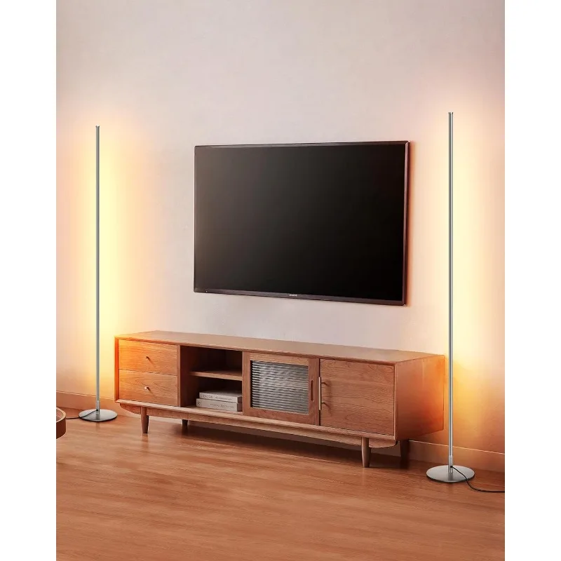 

Minimalist LED Corner Floor Lamp, Set of 2 Slim Dimmable Mood Light, 57.5" Standing Tall Lamp for Living Room, Bedroom