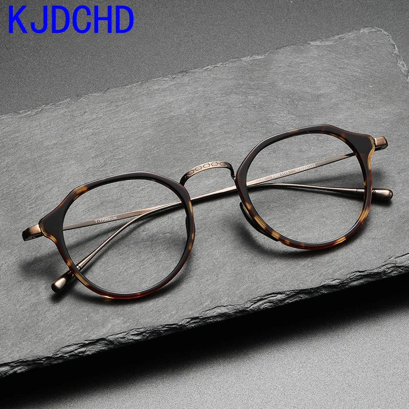 

Acetate Titanium Glasses Frame Men 2024 Vintage Oversize Pilot Optical Prescription Myopia Eyeglasses Women Spectacles Eyewear