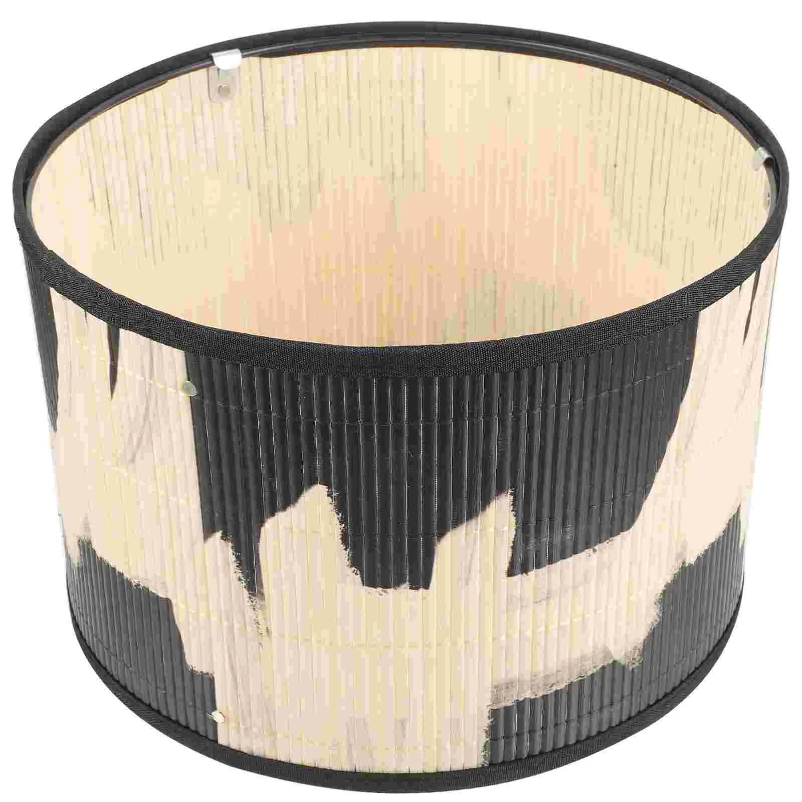 

Decor Printed Abstract Retro Style Folk House Decorative Lamp Bamboo Crafts Painting Lampshade Woven Barrel Shades