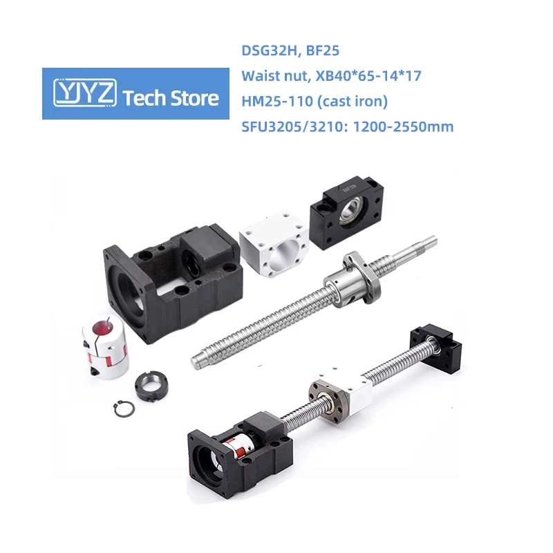 High-Precision C7 C5 Ball Screw SFU3205/3210 With Waist Nut Length 1200-2550mm HM25-110 (Cast Iron) BF25 DSG32H Coupling 40*65 
High-Precision C7 C5 Ball Screw SFU3205/3210 With Waist Nut Length 1200-2550mm HM25-110 (Cast Iron) BF25 DSG32H Coupling 40*65