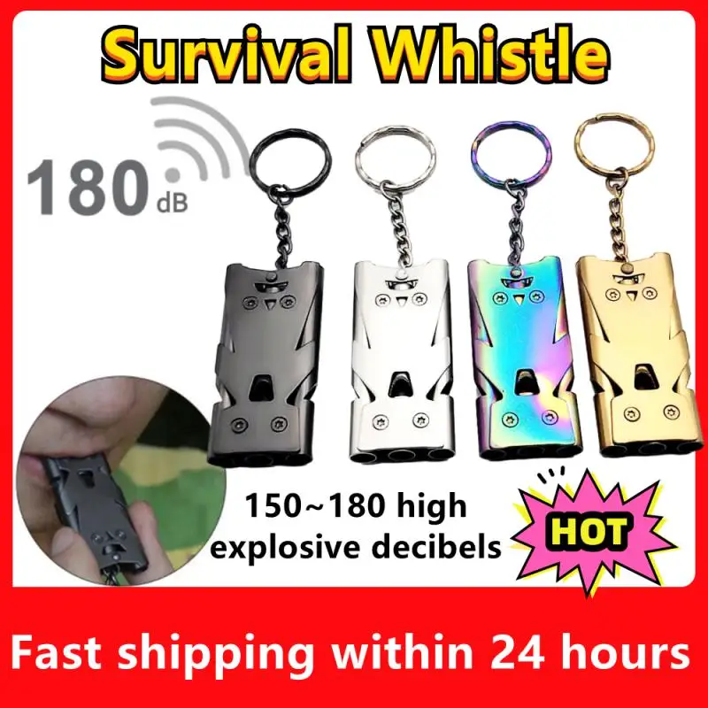 

Portable whistle 120 db aluminum alloy double tube lifesaving emergency SOS safety survival whistle outdoor EDC Tool
