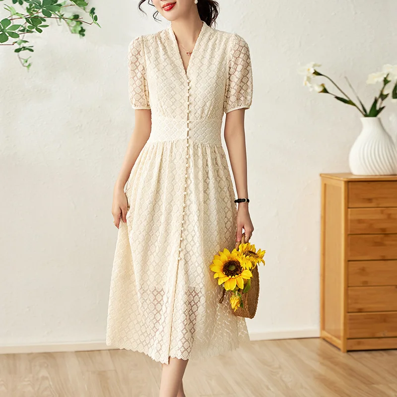 French Style Lace Dress 2023 Summer New Waistband Slim V-Neck Gentle Style Pear Shape Skirt
French Style Lace Dress 2023 Summer New Waistband Slim V-Neck Gentle Style Pear Shape Skirt