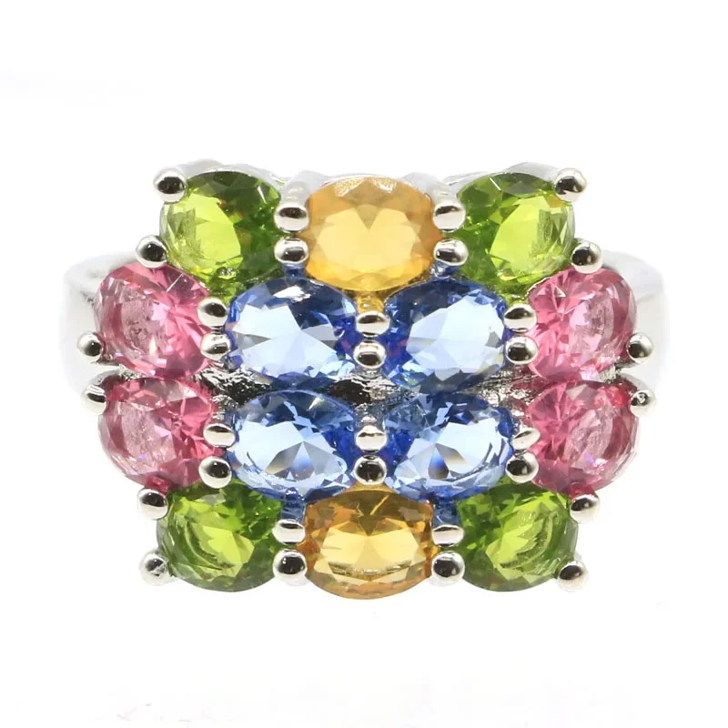 

5g 925 SOLID STERLING SILVER Rings Colorful Violet Tanzanite Golden Citrine Peridot Tourmaline Kunzite Tanzanite Mans Many Sizes