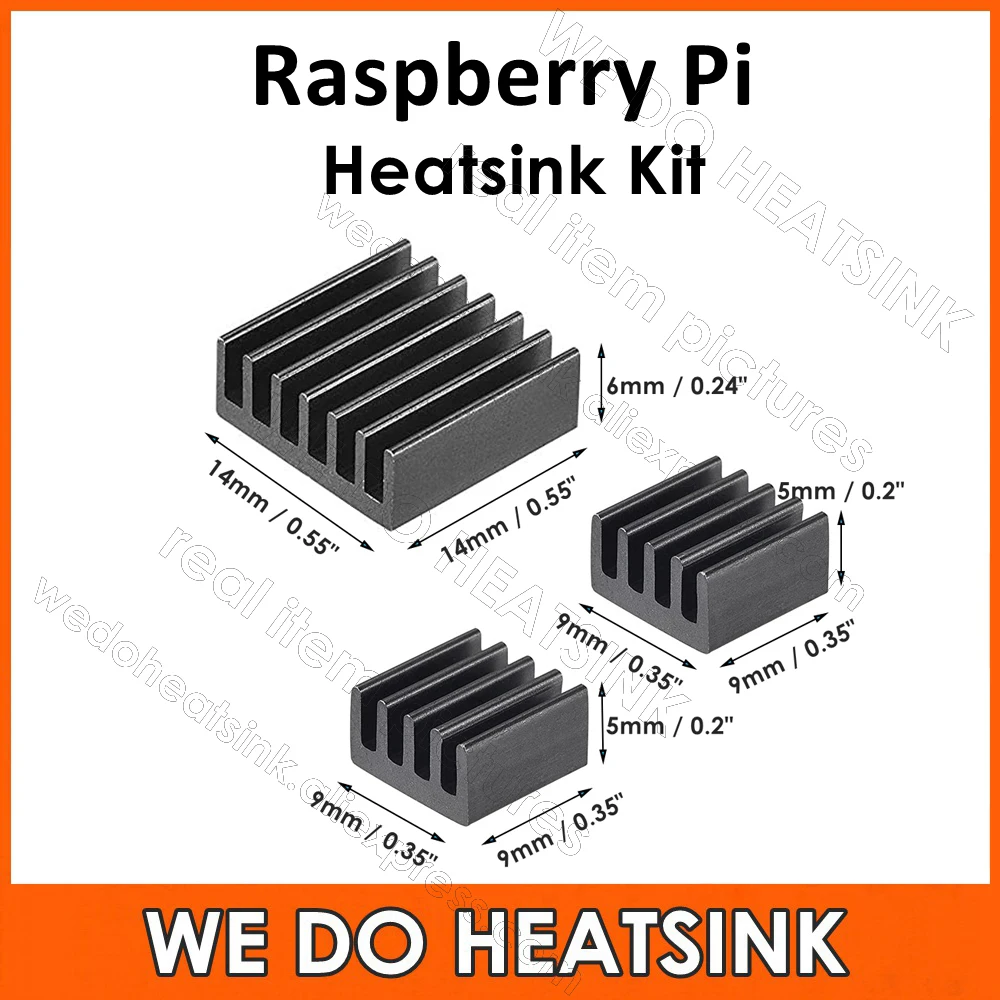 

2sets DIY Aluminum Black Anodized Heatsink Radiator Cooler Kits For Raspberry Pi
