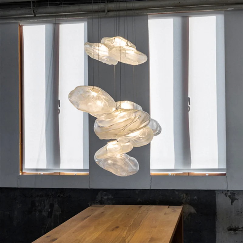 

Modern LED Creative Chandelier Dining Room Island Clear/Amber/Smoky Glass Pendant Lamp Restaurant Bar Coffee Shop Hanging Lights