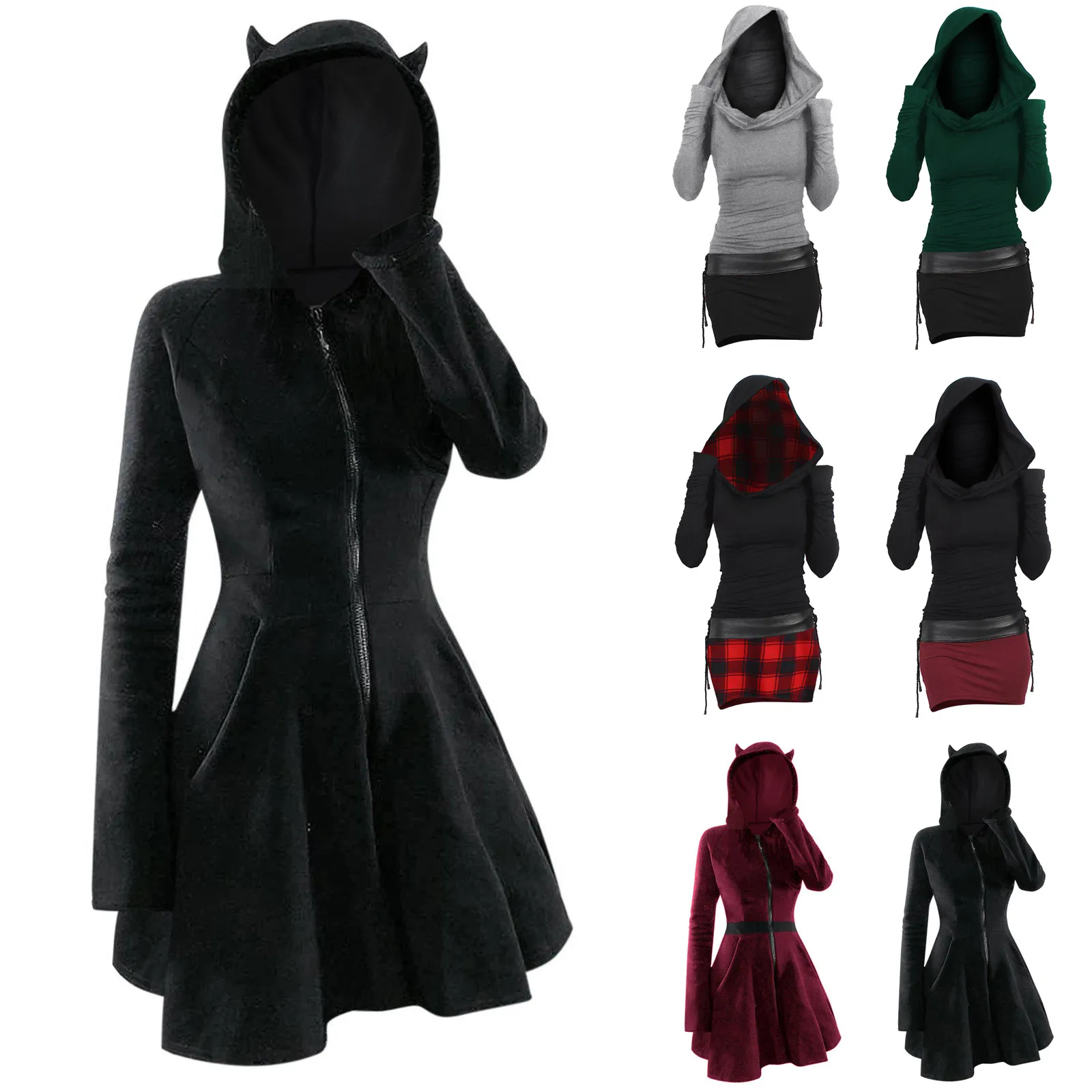 Y2k Vintage Hoodie For Women Goth Cat Ear Black Sweatshirt Solid Long Hoodie Dresses Long Sleeve Slim Hoodie With Zipper Cosplay
Y2k Vintage Hoodie For Women Goth Cat Ear Black Sweatshirt Solid Long Hoodie Dresses Long Sleeve Slim Hoodie With Zipper Cosplay