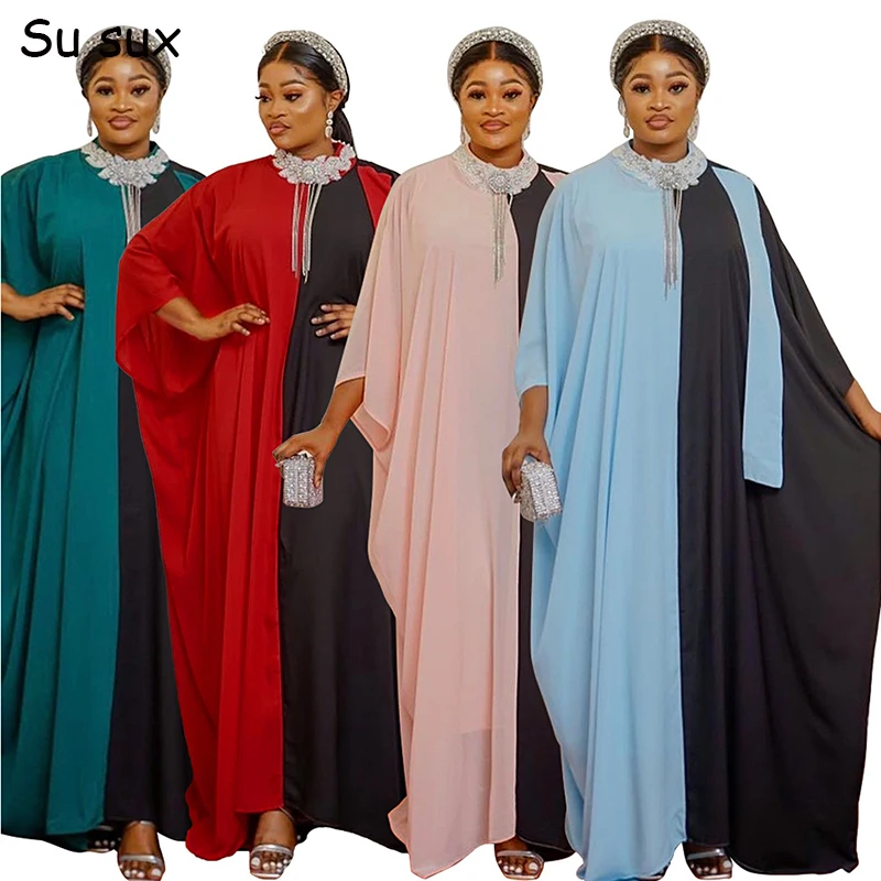 Chiffon Maxi 2 Pic Dress Plus Size African Dresses For Women Traditional Ghana 2023 Autumn Loose Tassels Collar Patchwork Robe 
Chiffon Maxi 2 Pic Dress Plus Size African Dresses For Women Traditional Ghana 2023 Autumn Loose Tassels Collar Patchwork Robe