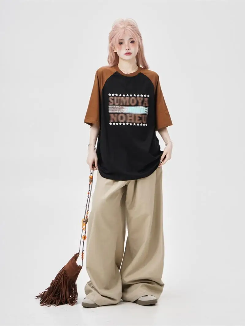 American Letter Print Contrast Color Raglan Sleeve T-Shirt Women Short Sleeve Loose Summer 2024 New Couple Niche T-shirt INS Top
American Letter Print Contrast Color Raglan Sleeve T-Shirt Women Short Sleeve Loose Summer 2024 New Couple Niche T-shirt INS Top
