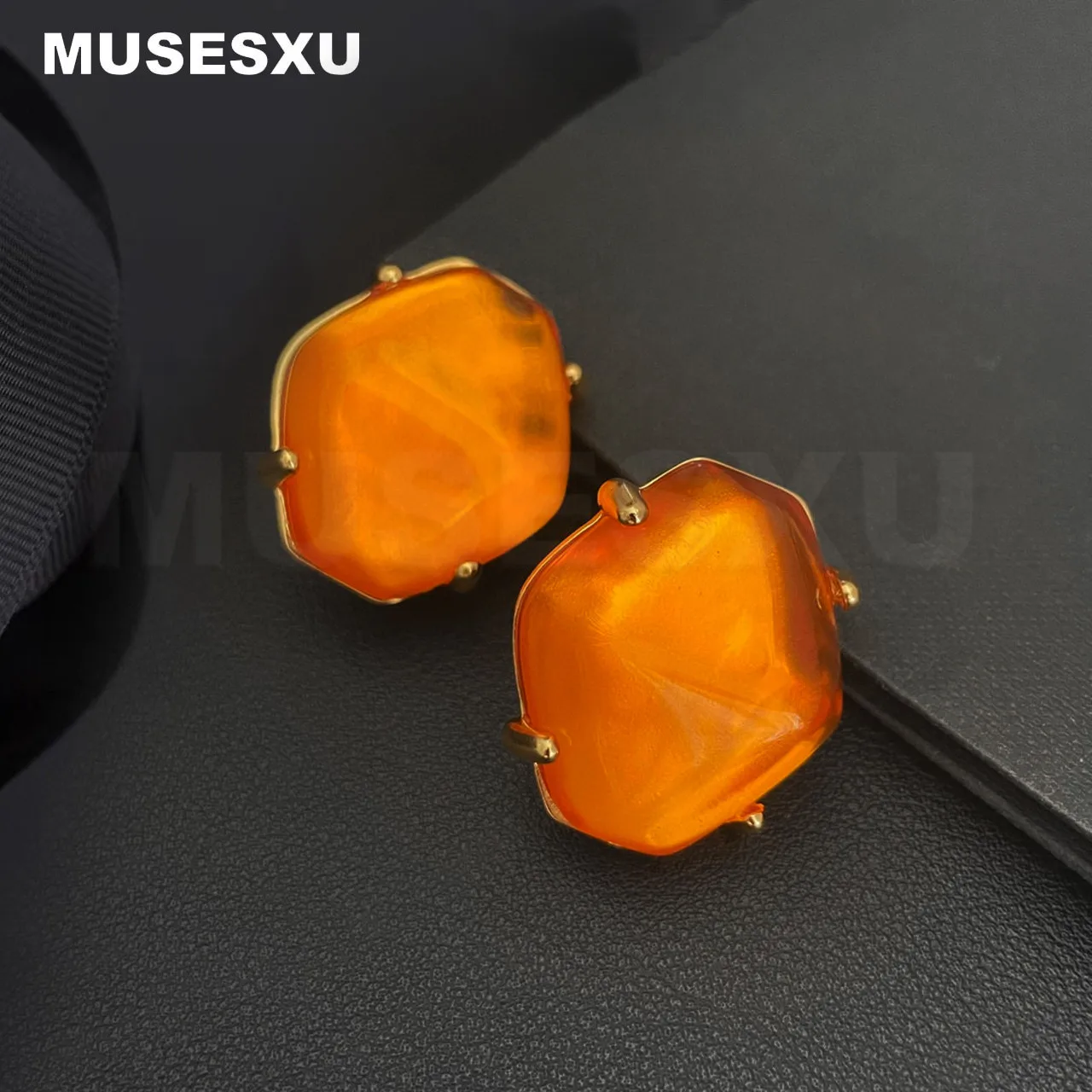

Jewelry & Accessories Vintage style colored jelly geometric shaped ear clip Earrings For Women's & Men's Parties And Gifts