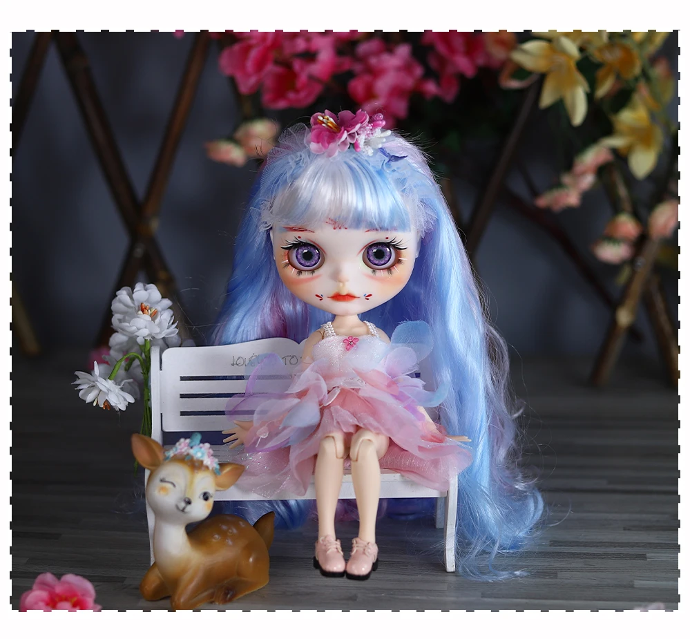 Jenny – Premium Custom Neo Blythe Doll with Multi-Color Hair, White Skin & Matte Cute Face 20 Jenny – Premium Custom Neo Blythe Doll with Multi-Color Hair, White Skin & Matte Cute Face 20