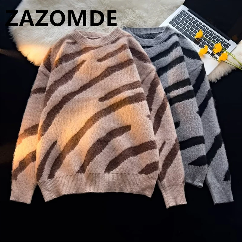 ZAZOMDE 2023 Vintage Zebra Stripe Sweater Man O-neck Loose Long Sleeve Knitted Pullovers Autumn Winter Casual Top Jumpers Men
ZAZOMDE 2023 Vintage Zebra Stripe Sweater Man O-neck Loose Long Sleeve Knitted Pullovers Autumn Winter Casual Top Jumpers Men