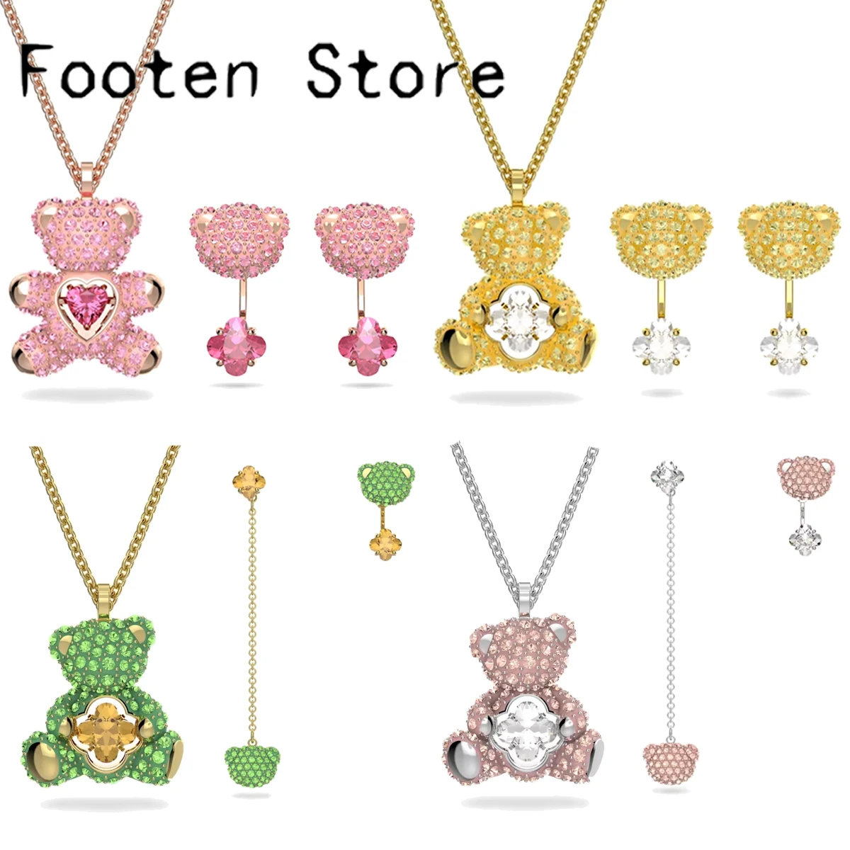 Teddy Original 2024 Fashion Fine Jewelry Set Women's Charm Pink Green Bear Earring Bracelet Necklace Party Accessories With Logo
Teddy Original 2024 Fashion Fine Jewelry Set Women's Charm Pink Green Bear Earring Bracelet Necklace Party Accessories With Logo