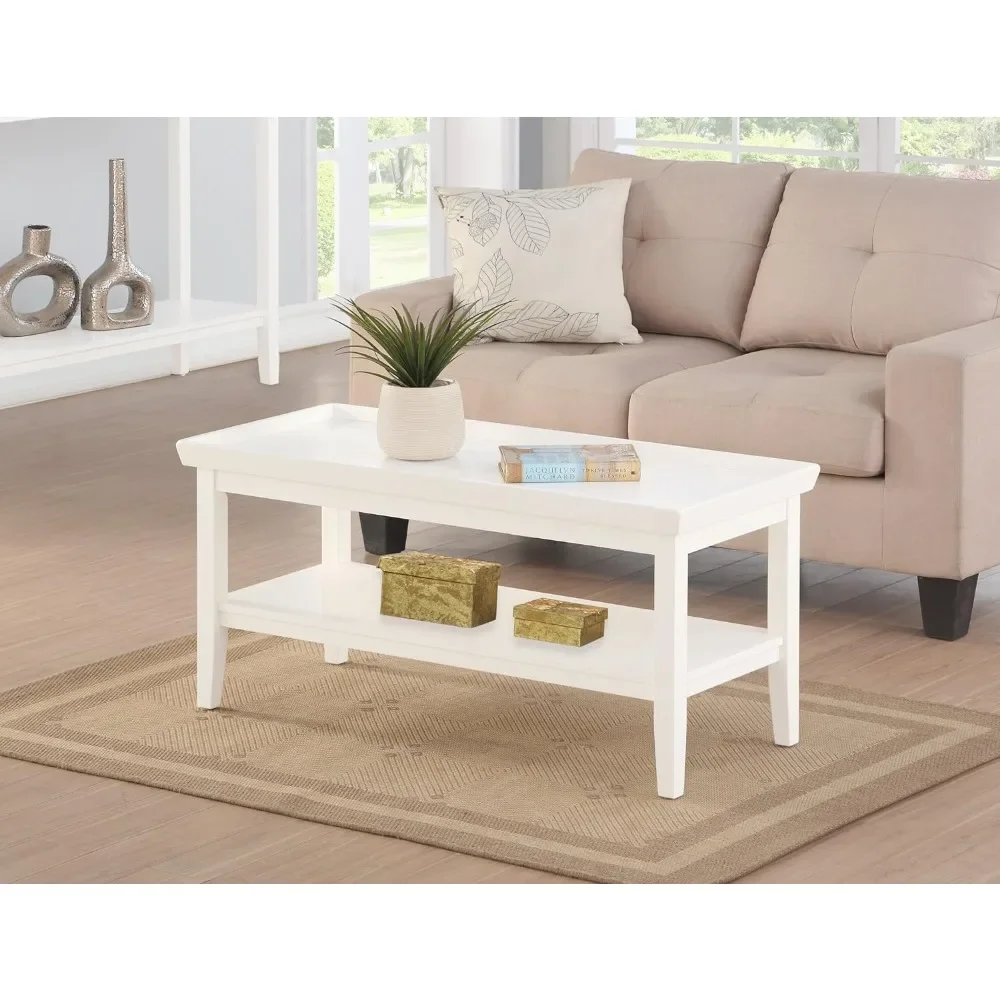 

S Ledgewood Coffee Table With Shelf Service Tables Basses White Coffe Tables for Living Room Furniture Hidden Storage Furnitures