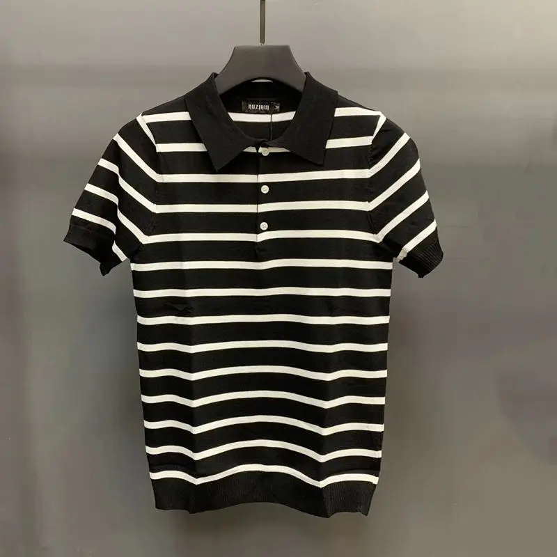 Men 2024 Summer Vintage Knitted Polo Shirt Men Stripe Print Patchwork Casual Tees Male Lapel Short Sleeve Slim Polo Shirt A20
Men 2024 Summer Vintage Knitted Polo Shirt Men Stripe Print Patchwork Casual Tees Male Lapel Short Sleeve Slim Polo Shirt A20