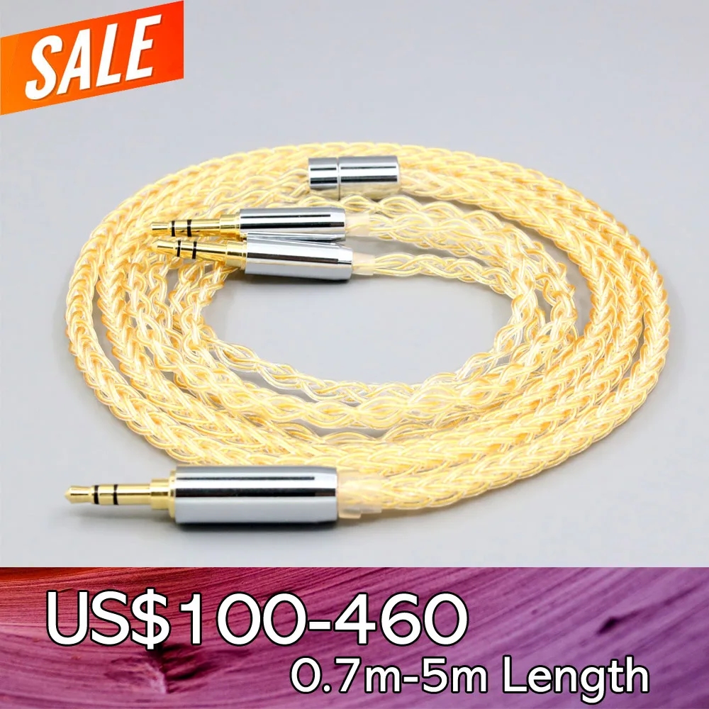 

8 Core 99% 7n Pure Silver 24k Gold Plated Earphone Cable For Onkyo A800 Philips Fidelio X3 Headphone 3.5mm Pin LN008428