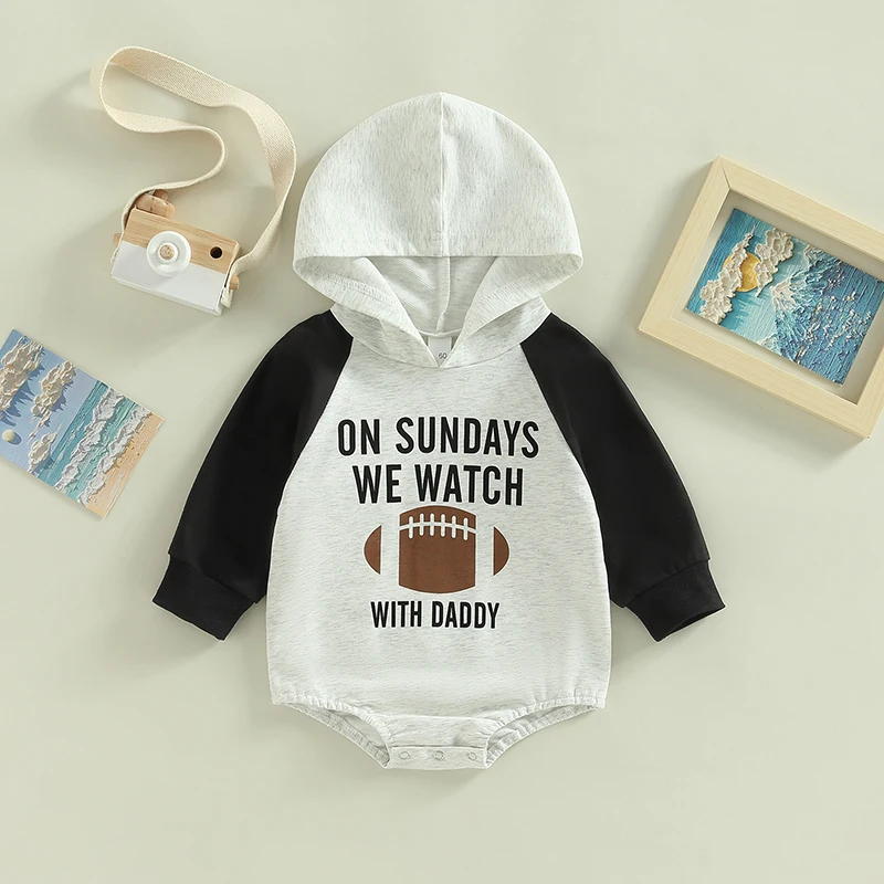 Baby Fall Winter Hooded Rompers for Boy Girls Long Sleeve Football Letter Print Sweatshirts Jumpsuits Newborn Infant Clothing
Baby Fall Winter Hooded Rompers for Boy Girls Long Sleeve Football Letter Print Sweatshirts Jumpsuits Newborn Infant Clothing