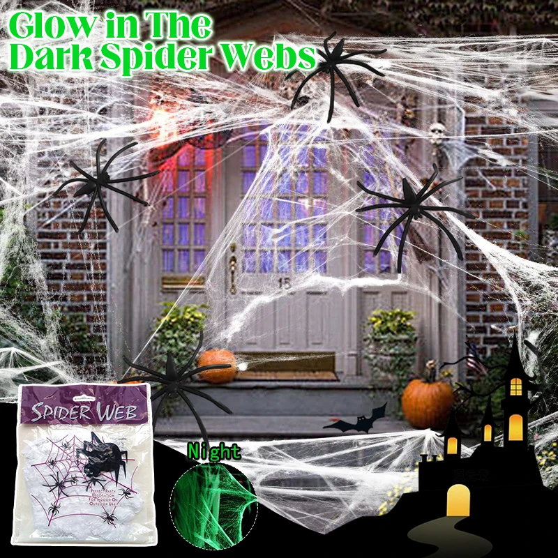 Halloween Props Glowing Spider Web Stretchy Horror Indoor Outdoor Decoration Luminous Spider Web Halloween Party Oranment Decor
Halloween Props Glowing Spider Web Stretchy Horror Indoor Outdoor Decoration Luminous Spider Web Halloween Party Oranment Decor