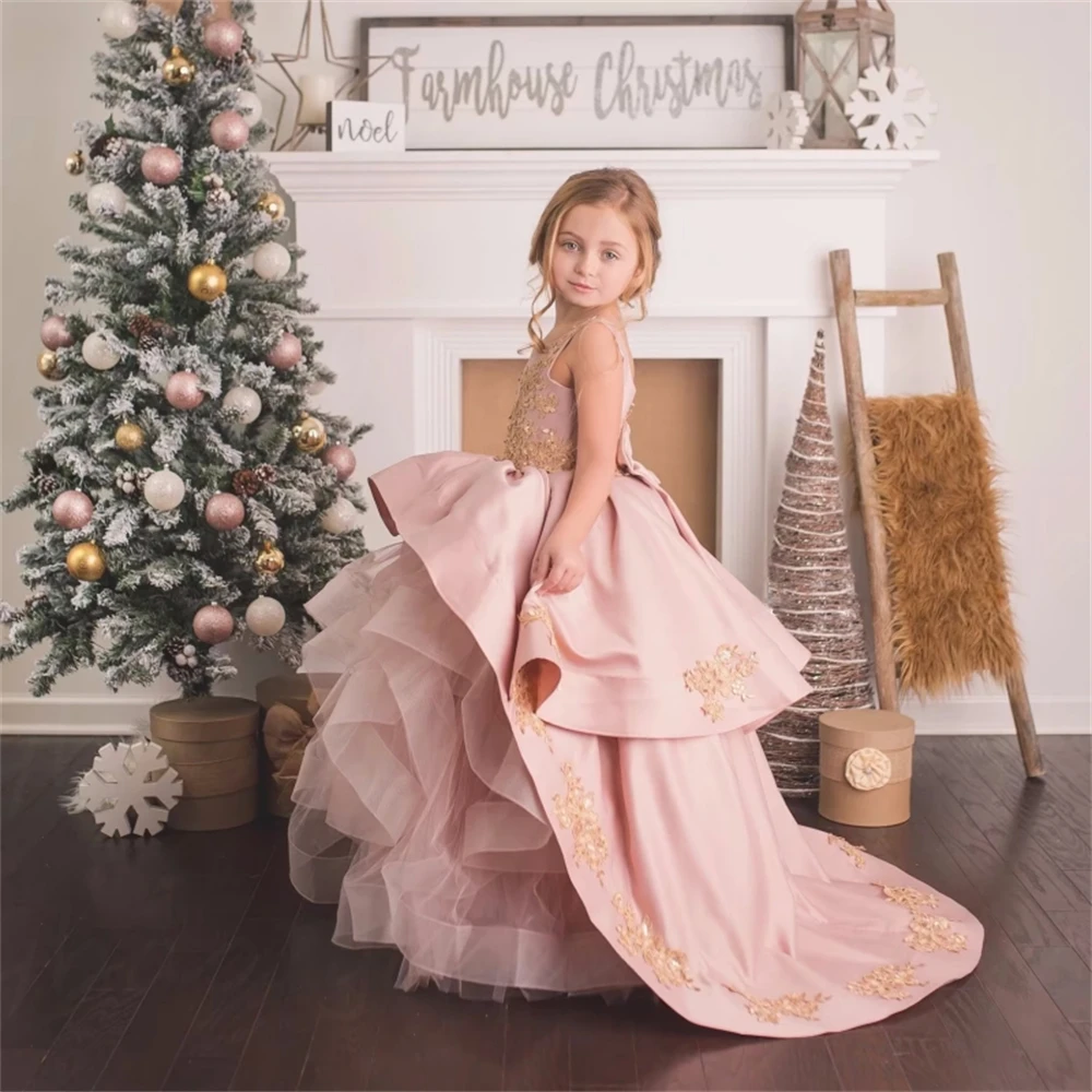 Train Flower Girl Dress A-Line Tiered Girls Princess Wedding Dress Girl Puffy Sleeves First Communion Gown Dress
Train Flower Girl Dress A-Line Tiered Girls Princess Wedding Dress Girl Puffy Sleeves First Communion Gown Dress