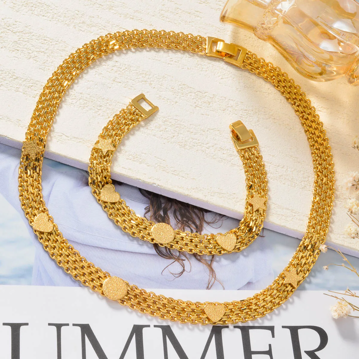 Luxury Gold Plated Brass Jewelry Set for Women Dubai Style Necklace Bracelet Minimalist Wedding Gift Party Fashion Accessories 10 Mallzona S198cb5e50bc94b11a06e86f2d37be401i Luxury Gold Plated Brass Jewelry Set for Women Dubai Style Necklace Bracelet Minimalist Wedding Gift Party Fashion Accessories Mallzona