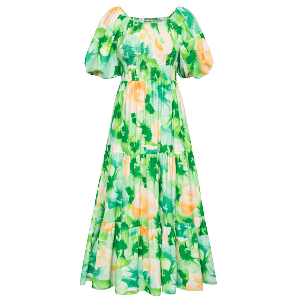 GK Women Tiered Maxi Dress Short Sleeve U-Neck Smocked Bodice A-Line Dress
GK Women Tiered Maxi Dress Short Sleeve U-Neck Smocked Bodice A-Line Dress