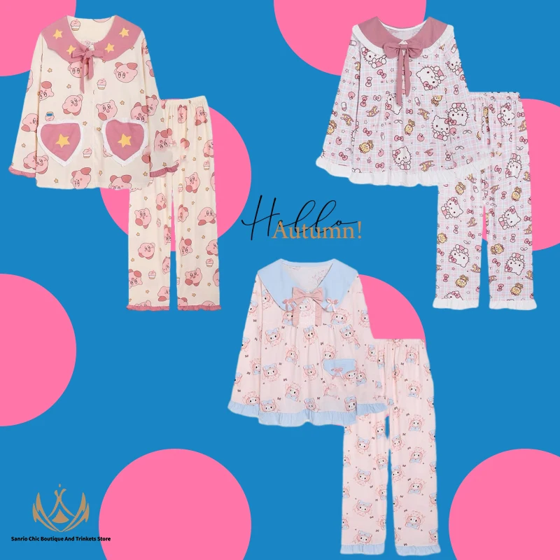 Kawaii мультфильм Sanrio Hellokitty Kirby принт Женская Повседневная Домашняя одежда комплект из двух частей кукла шея длинный рукав пижама комплект для девочек Подарки
Kawaii мультфильм Sanrio Hellokitty Kirby принт Женская Повседневная Домашняя одежда комплект из двух частей кукла шея длинный рукав пижама комплект для девочек Подарки