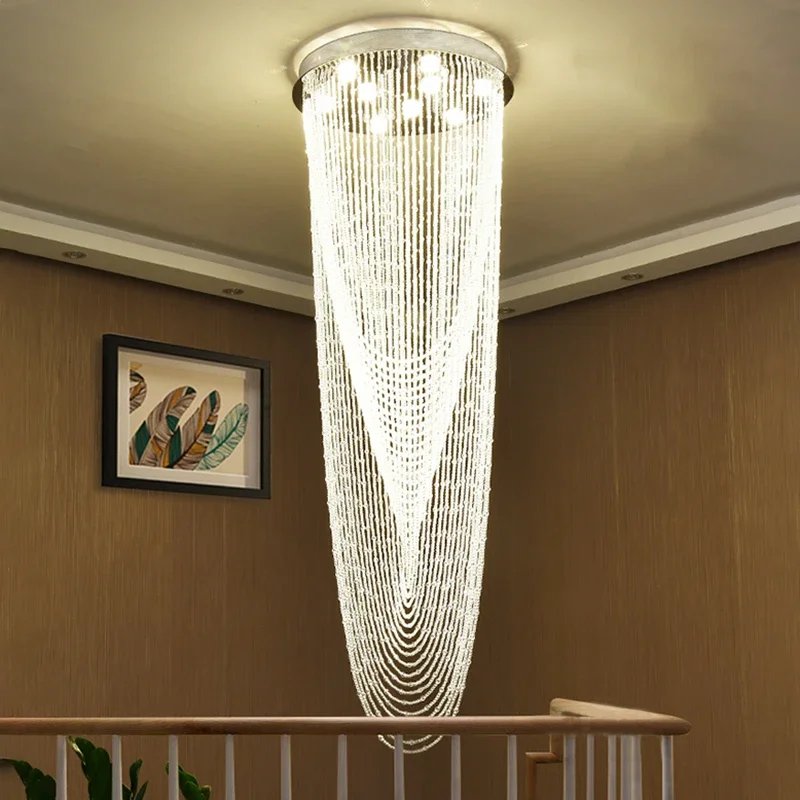 Luxury Stair Chandelier Lighting Crystal Tassel Indoor Lighting Restaurant Lobby Cristal Lighting Living Room Loft Hanging Lam
Luxury Stair Chandelier Lighting Crystal Tassel Indoor Lighting Restaurant Lobby Cristal Lighting Living Room Loft Hanging Lam