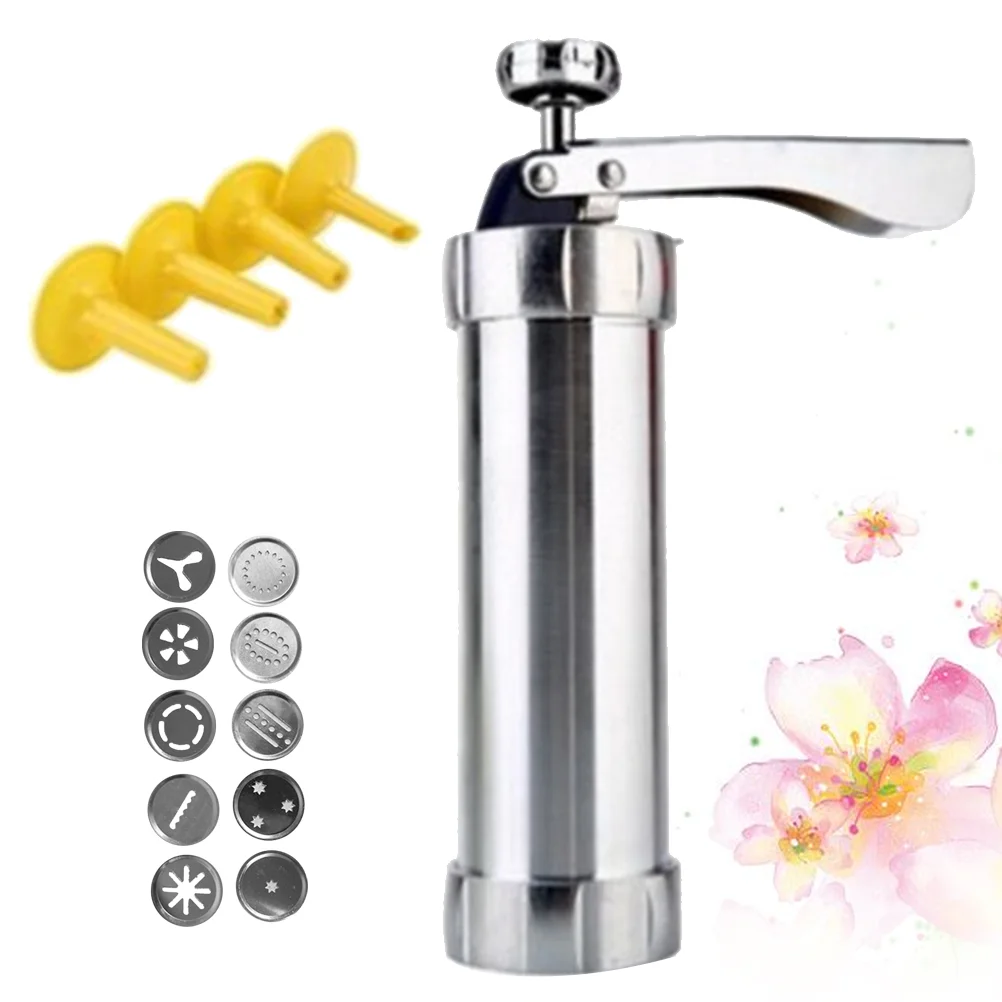 

Home Use Biscuit Making Mould KitSugarcraft Pastry Syringe Decorating Tool Set with 20PCS Molds and 4 Nozzles For baking Cakes
