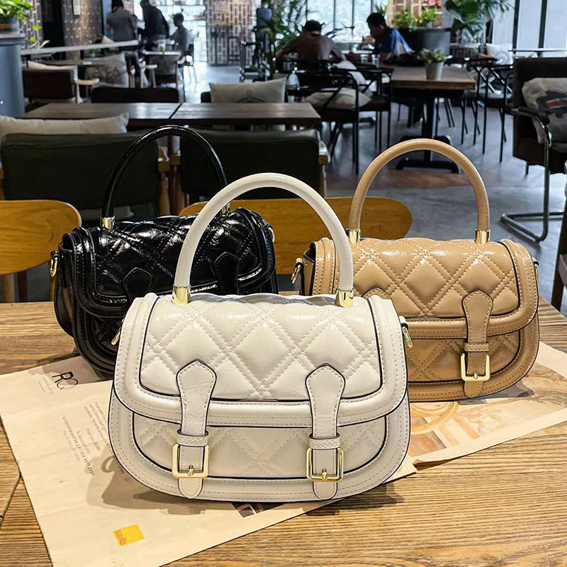 

Saddle bag for women, cross-border new high-end texture, niche Lingge, trendy and versatile single shoulder crossbody bag this