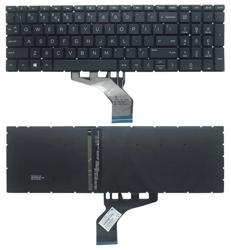 

BLack US backlit keyboard for HP 15-DA 15-DR 15-DK 15-DB 15-DX 15-CX 250 G7 255 G7 256 G7 17-CA 17-BY TPN-C136 C135 C133 TPN-W1