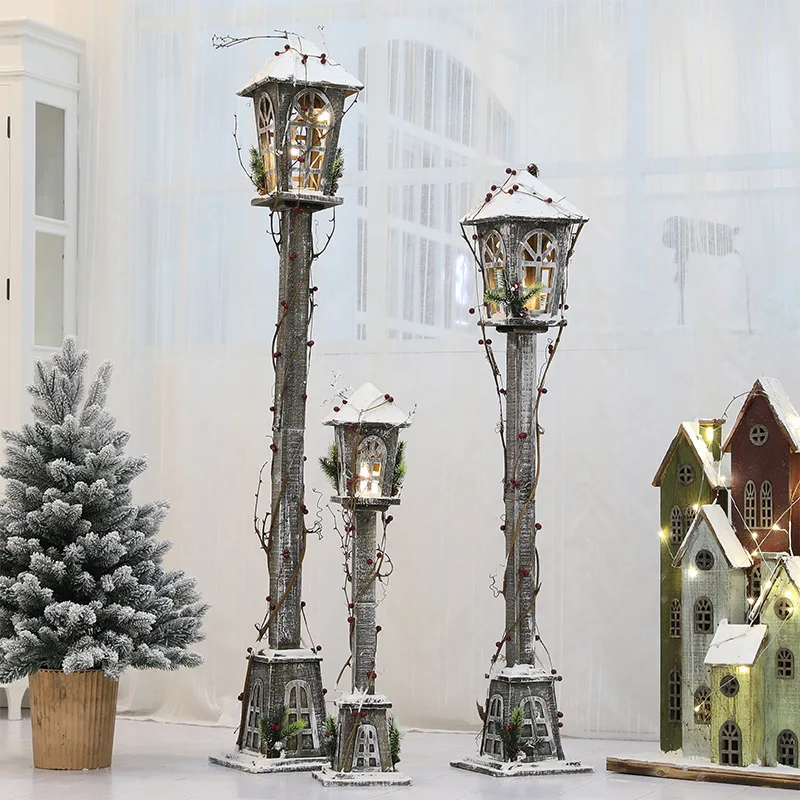 Christmas retro Nordic style wooden house falling snow street lamp ornaments shopping mall scene decoration LED lighthouse
Christmas retro Nordic style wooden house falling snow street lamp ornaments shopping mall scene decoration LED lighthouse