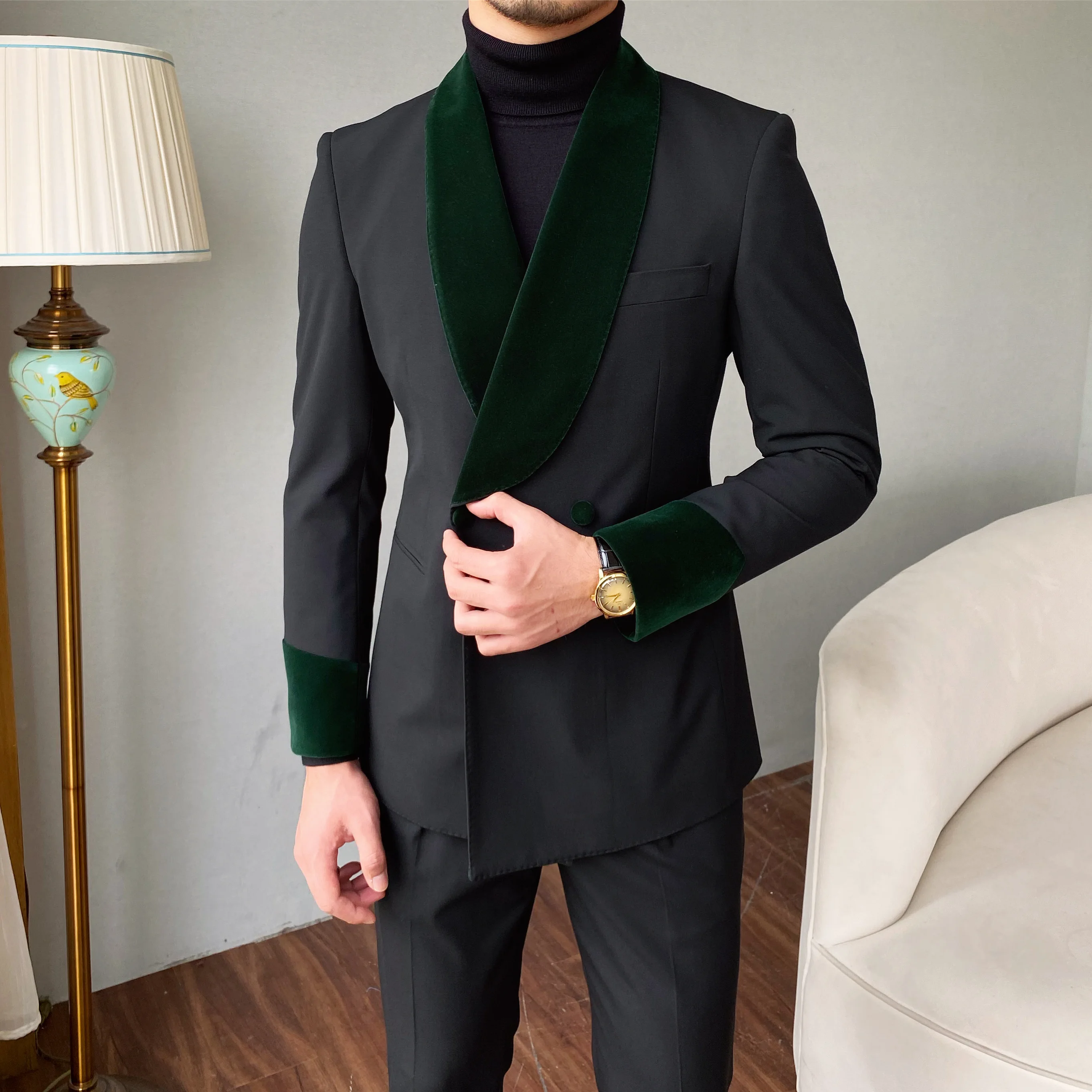 2022 Custom green velvet Lapel with Black men Wedding Suits for male groom formal suit mens fashion business casual party Blazer
2022 Custom green velvet Lapel with Black men Wedding Suits for male groom formal suit mens fashion business casual party Blazer